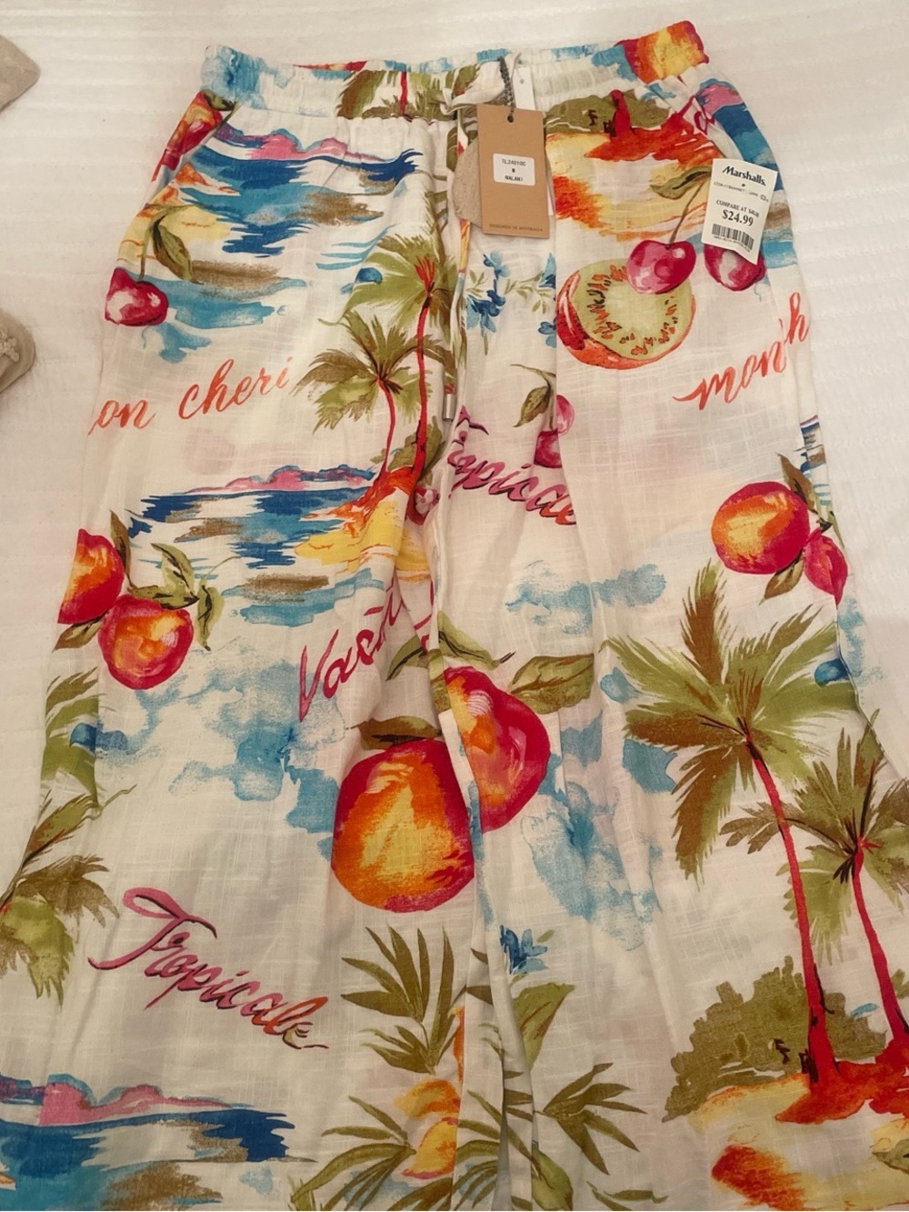 TJMAXX Tropical Peach Print Drawstring Pants - beach pants